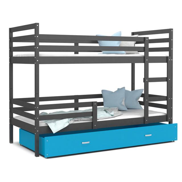 Jamil Bunk Bed with Drawer Isabelle & Max Size: European Toddler (80 x 160cm), Colour (Bed Frame): Grey/Blue on Productcaster.