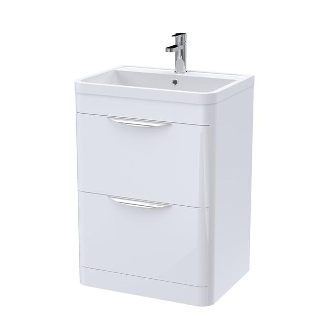 Parade 600mm Single Bathroom Vanity with Integrated Vitreous China Basin Nuie Vanity Unit Colour: Gloss White on Productcaster.