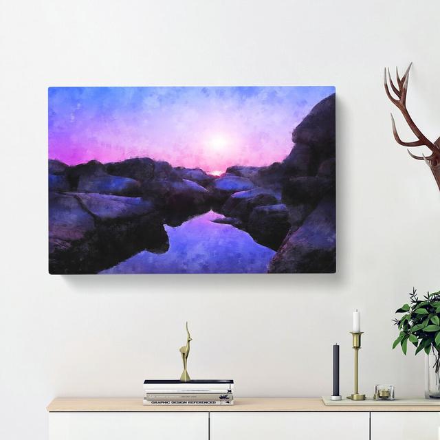 Purple Sunset in Peace Island - Wrapped Canvas Graphic Art Print East Urban Home Size: 60cm H x 91cm W x 3cm D on Productcaster.