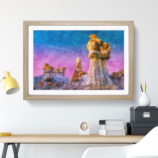 The Badlands in New Mexico - Picture Frame Graphic Art East Urban Home Frame Option: Oak, Size: 27cm H x 36cm W x 2cm D on Productcaster.