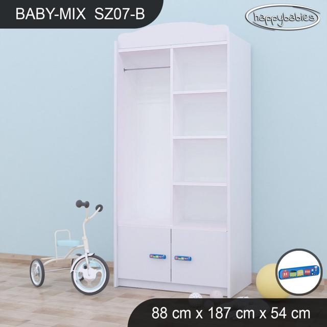 Kleiderschrank Happy Babies Farbe: Weiß/Blau on Productcaster.