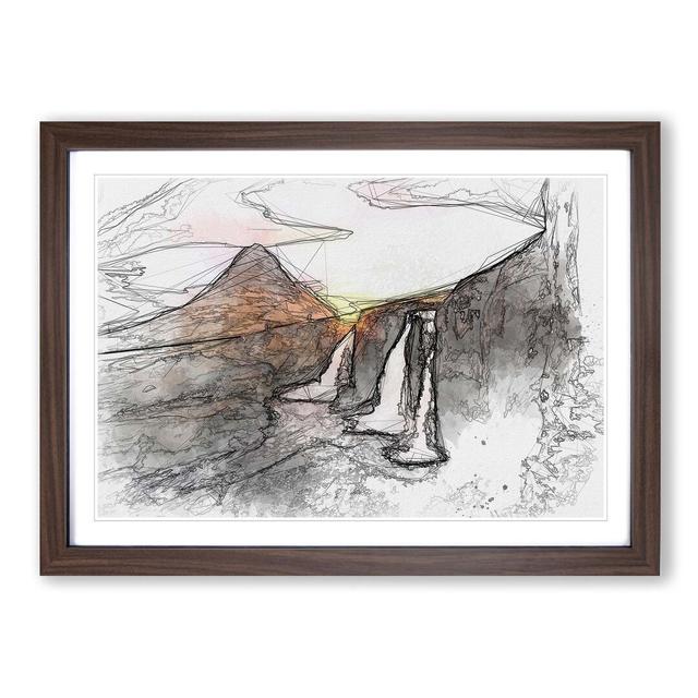 Kirkjufell Waterfalls & Mountain in Abstract - Picture Frame Graphic Art Print East Urban Home Size: 35cm H x 50cm W x 2cm D, Frame Option: Walnut on Productcaster.