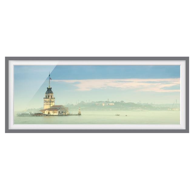 Maiden's Tower - Picture Frame Photograph Longshore Tides Size: 30cm H x 75cm W x 2cm D, Frame Option: Grey Framed on Productcaster.