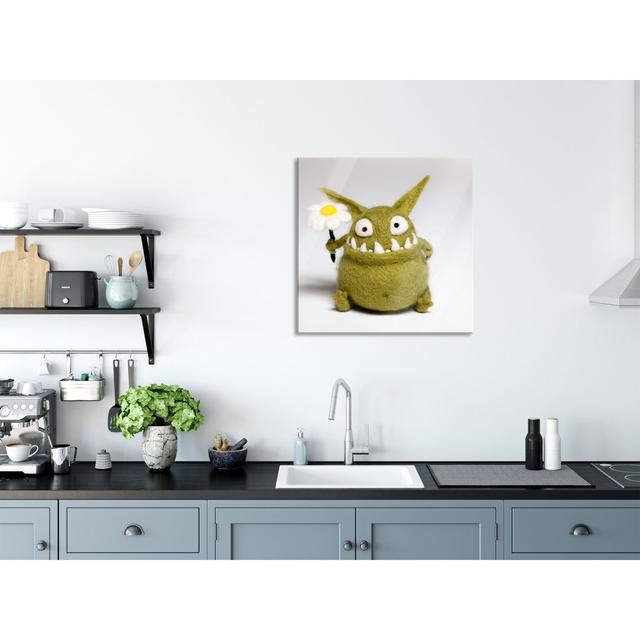 Cute Green Monster - Unframed Photograph on Glass Brayden Studio Size: 80cm H x 80cm W x 0.4cm D on Productcaster.