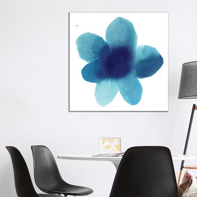 Blue Bloom I by Hannah Carlson - Wrapped Canvas Print ClassicLiving Size: 93.98cm H x 93.98cm W x 3.81cm D on Productcaster.