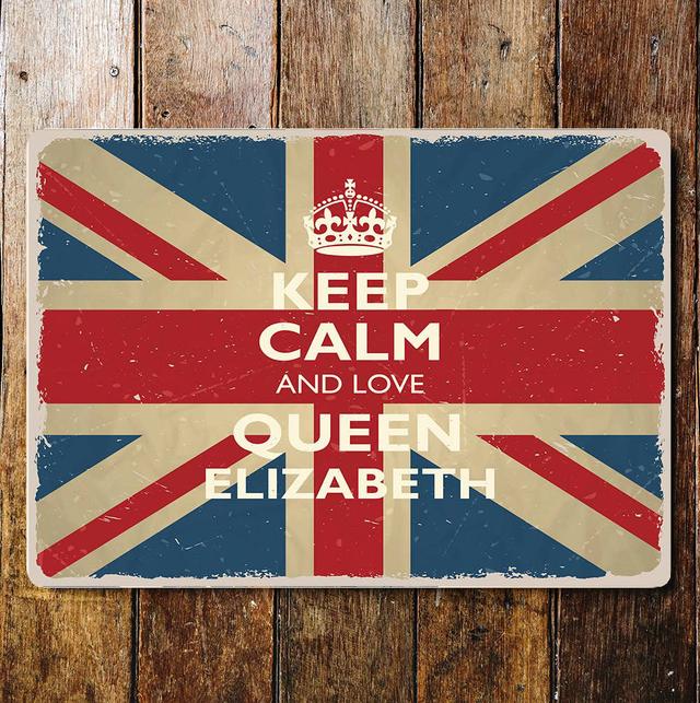 Keep Calm And Love Queen Elizabeth England Metal Wall Sign East Urban Home Size: 15cm H x 20cm W on Productcaster.