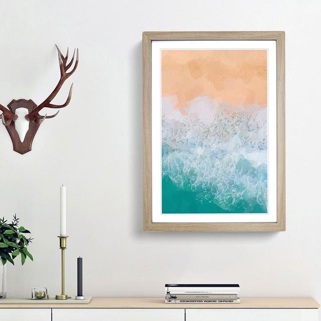 Beach in Hawaii Abstract Art - Picture Frame Graphic Art Print East Urban Home Size: 48cm H x 36cm W x 2cm D, Frame Option: Oak Framed on Productcaster.