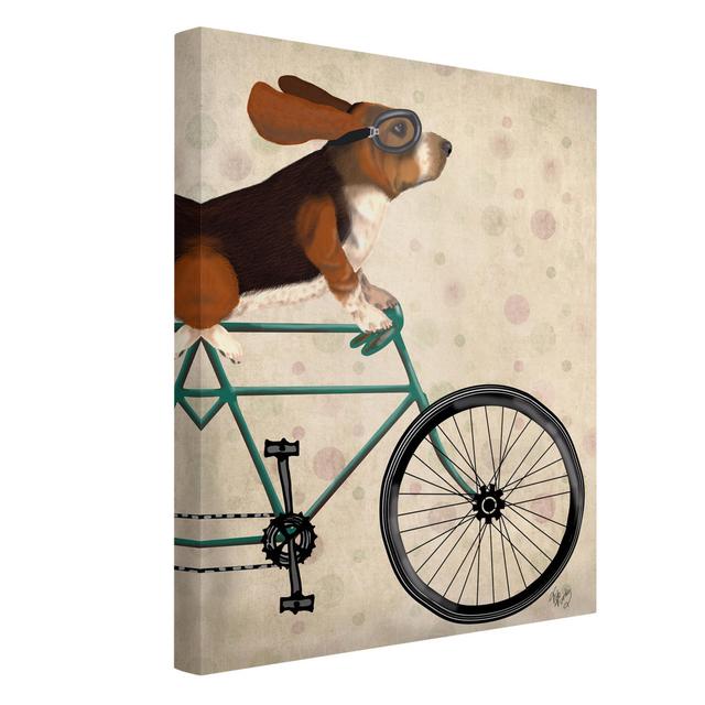 Bike Tour - Basset on Bike - Wrapped Canvas Graphic Art Maturi Size: 80cm H x 60cm W on Productcaster.