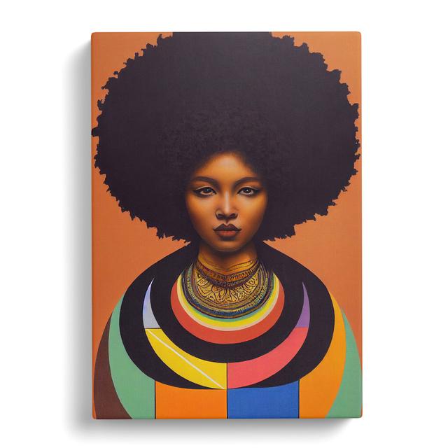 CAN-V0523-2937X Woman With Afro Mandala - Wrapped Canvas Print Marlow Home Co. Size: 76cm H x 50cm W on Productcaster.