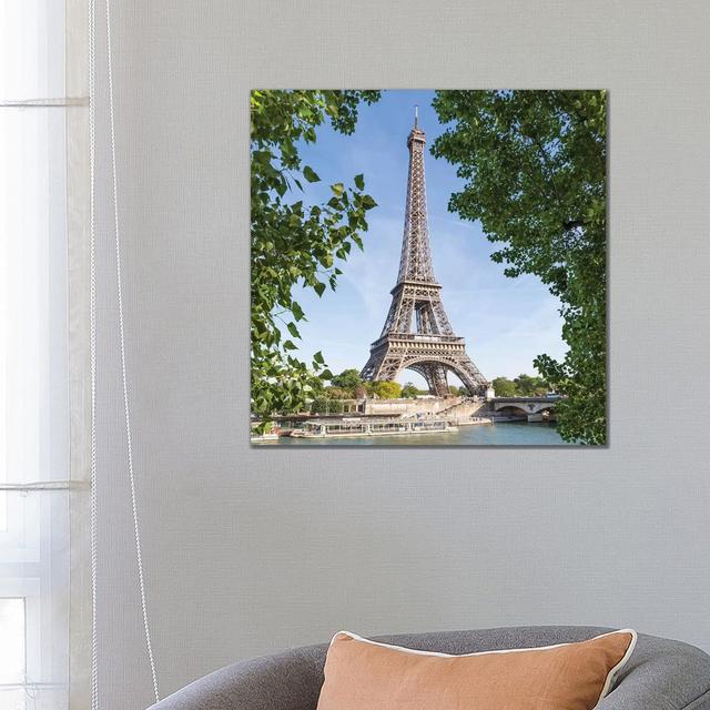 Paris Seine Riverside by Melanie Viola - Wrapped Canvas Gallery-Wrapped Canvas Giclée Brayden Studio Size: 66.04cm H x 66.04cm W x 1.905cm D on Productcaster.