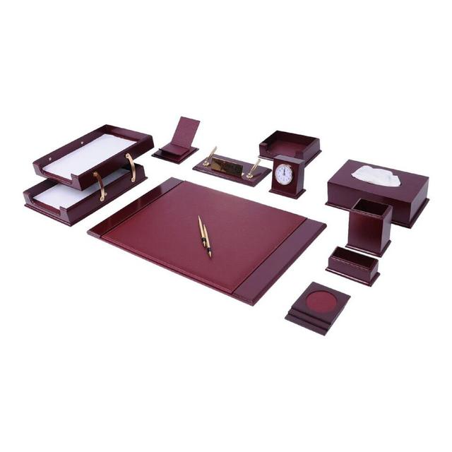 Desk Organizers - Desk Accessories - Leather Desk Set - Office Accessories - Desk Supplies - 8 PCS Ebern Designs Colour: Black on Productcaster.