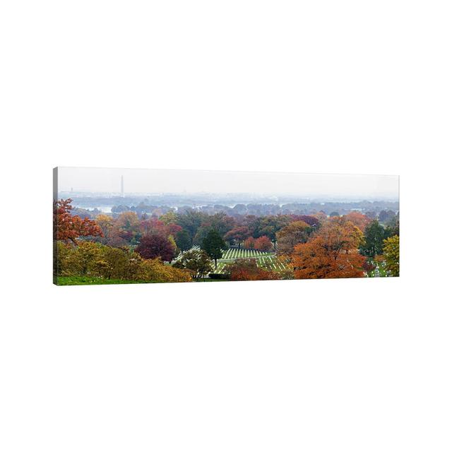 High Angle View Of A Cemetery, Arlington National Cemetery, Washington DC, USA - Wrapped Canvas Panoramic Print Rosalind Wheeler Size: 30.48cm H x 91. on Productcaster.