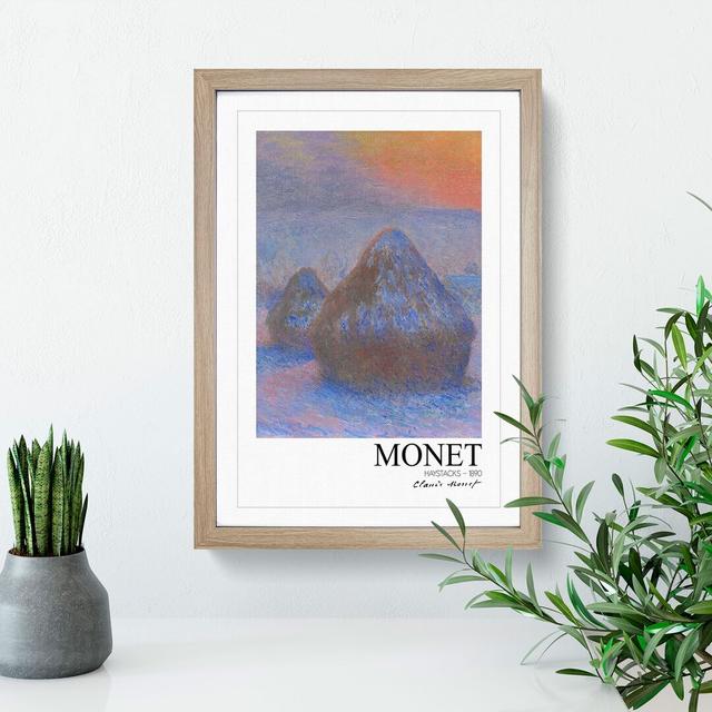 Haystacks with Border by Claude Monet - Picture Frame Painting East Urban Home Frame Option: Oak Framed, Size: 36cm H x 27cm W x 2cm D on Productcaster.