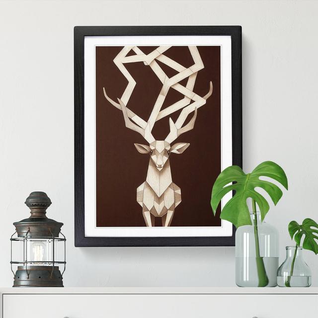 Gorgonio Deer Abstract Design Vol.1 - Picture Frame Print Alpen Home Size: 34cm H x 25cm W x 2cm D, Frame Option: Oak on Productcaster.