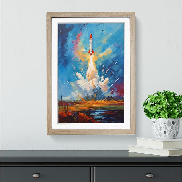 Rocket Impressionism - Single Picture Frame Print on Wood Big Box Art Size: 46cm H x 34cm W x 2cm D, Frame Colour: Oak on Productcaster.