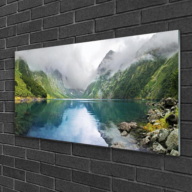 Glasbild Mountain Lake Landscape Union Rustic on Productcaster.