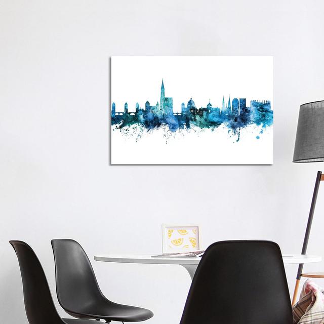 Strasbourg France Skyline Blue Teal by Michael Tompsett - Wrapped Canvas Print Latitude Run Size: 66.04cm H x 101.6cm W x 1.91cm D on Productcaster.