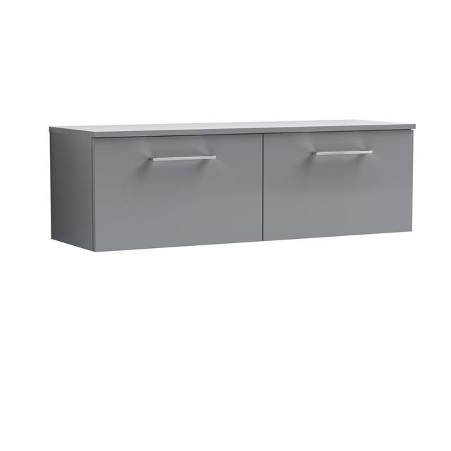 Arno 1205mm Wall Hung Single Vanity with Worktop Nuie Top Finish: Satin Grey, Vanity Unit Colour: Satin Grey on Productcaster.