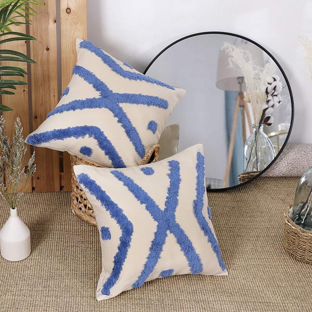 Throw Pillow Cover Deconovo Colour: Blue on Productcaster.