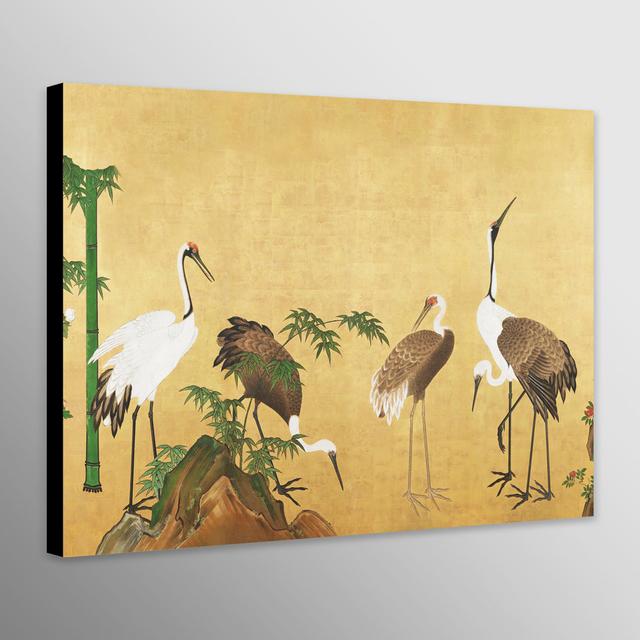 Japanese Cranes With Bamboo - Wrapped Canvas Art Prints ClassicLiving Size: 61cm H x 81cm W x 4cm D on Productcaster.