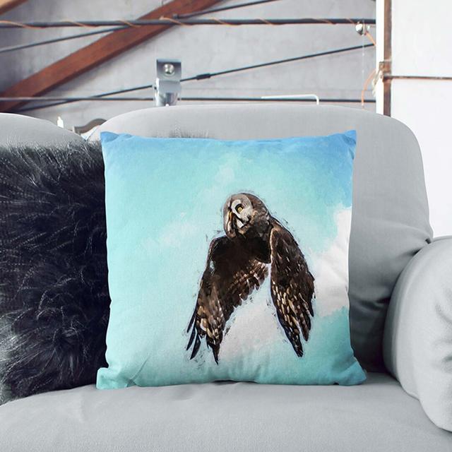 Flying Great Owl Cushion with Filling East Urban Home Size: 40cm H x 40cm W x 15cm D, Backing Colour: Stone on Productcaster.