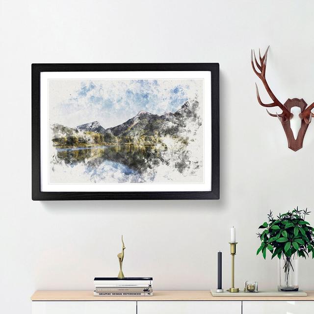 Alpine Lake in Colorado Watercolour - Picture Frame Graphic Art Print East Urban Home Frame Option: Black Framed, Size: 62cm H x 87cm W x 2cm D on Productcaster.