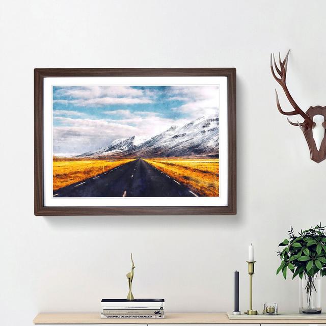 Road to the Mountains in Iceland - Picture Frame Painting Print East Urban Home Frame Option: Walnut Framed, Size: 62cm H x 87cm W x 2cm D on Productcaster.