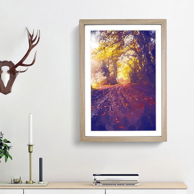 Forest Path in France in Abstract - Picture Frame Graphic Art Print East Urban Home Frame Option: Oak Framed, Size: 65cm H x 48cm W x 2cm D on Productcaster.