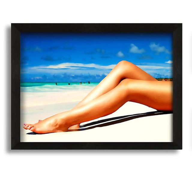 Beach Hottie Framed Print House of Hampton Size: 21cm H x 29.7cm W x 8cm D, Format: Galway White Framed Paper on Productcaster.