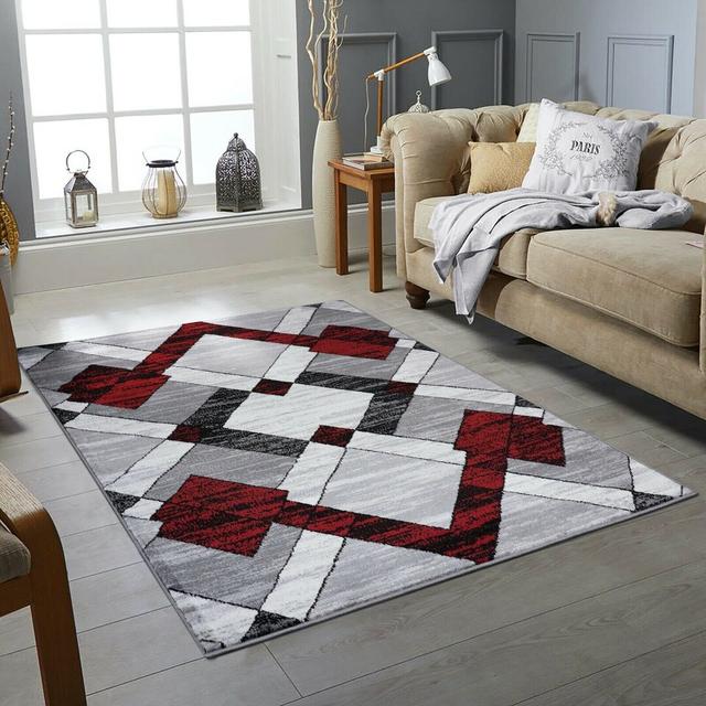 Dhurrie Rug in Red with Abstract Pattern by 17 Stories, Rug Size: Rectangle 160 x 230cm on Productcaster.