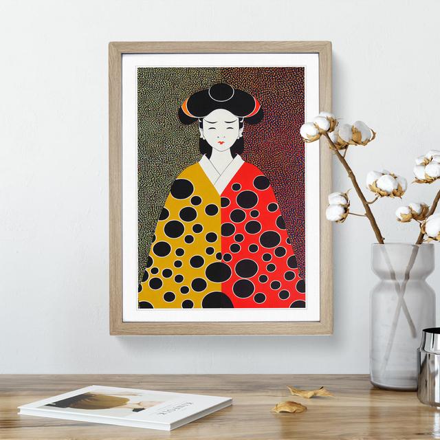 Spotted Geisha - Single Picture Frame Print Marlow Home Co. Frame Colour: Oak Framed, Size: 64cm H x 46cm W x 2cm D on Productcaster.