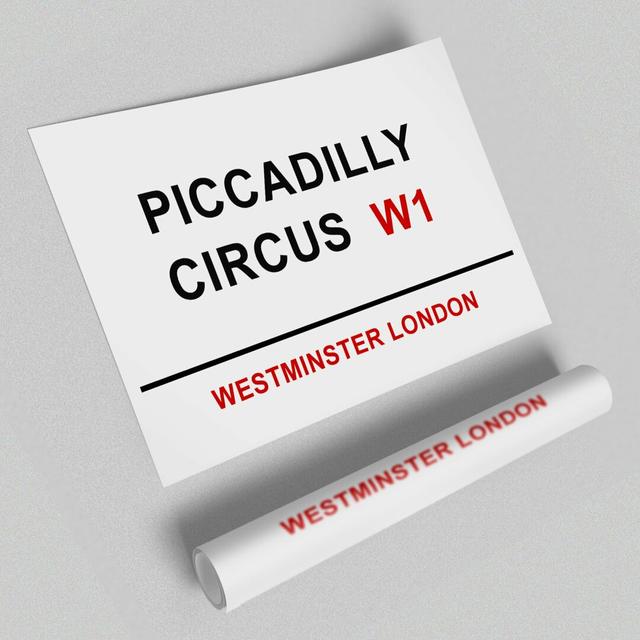 Piccadilly Circus Signs - Typography Print on Paper East Urban Home Size: 100 cm H x 141.4 cm W on Productcaster.