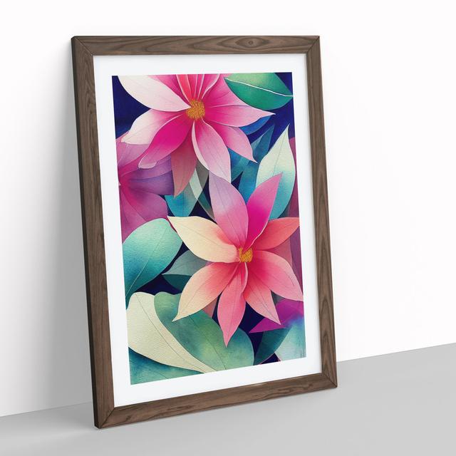 XV1022-4263X Stunning Watercolour Flowers No.5 - Marlow Home Co. Size: 48cm H x 36cm W, Format: Walnut Framed Paper, Matte Colour: White on Productcaster.