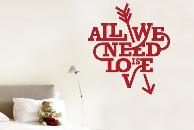 All We Need Is Love Heart And Arrow Wall Sticker 17 Stories Colour: Dark Red on Productcaster.