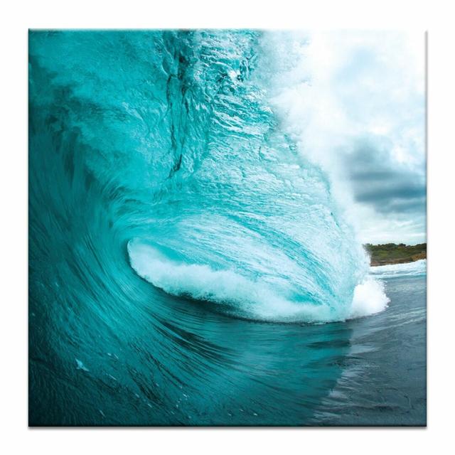 'Turquoise Wave Square' Photograph on Canvas East Urban Home Format: Wrapped Canvas, Size: 102cm H x 102cm W on Productcaster.