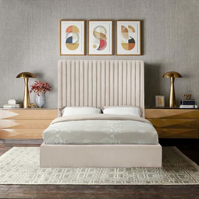 Aidean Upholstered Bed Frame Brayden Studio Size: Double (4'6), Colour: Cream on Productcaster.