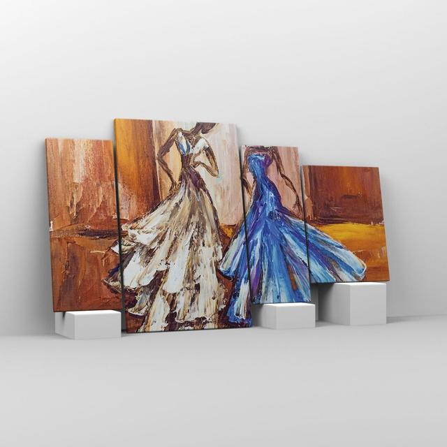 Women Dress - 4 Piece Wrapped Canvas Painting Rosalind Wheeler Size: 70cm H x 120cm W x 1.8cm D on Productcaster.