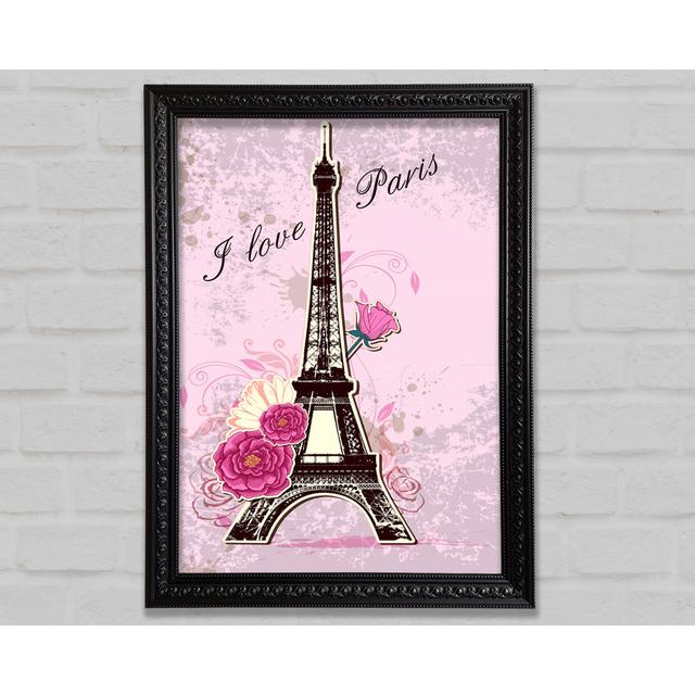 Eiffel Tower Love 1 Framed Print Fleur De Lis Living Size: 118.9cm H x 84.1cm W on Productcaster.