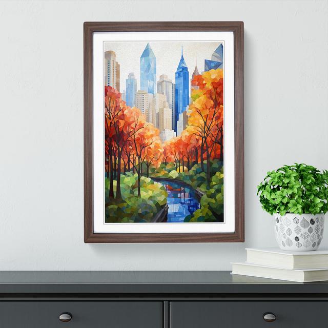 Central Park Geometric No.2 - Single Picture Frame Print on Wood Marlow Home Co. Format: Walnut Framed, Size: 34cm H x 25cm W x 2cm D on Productcaster.