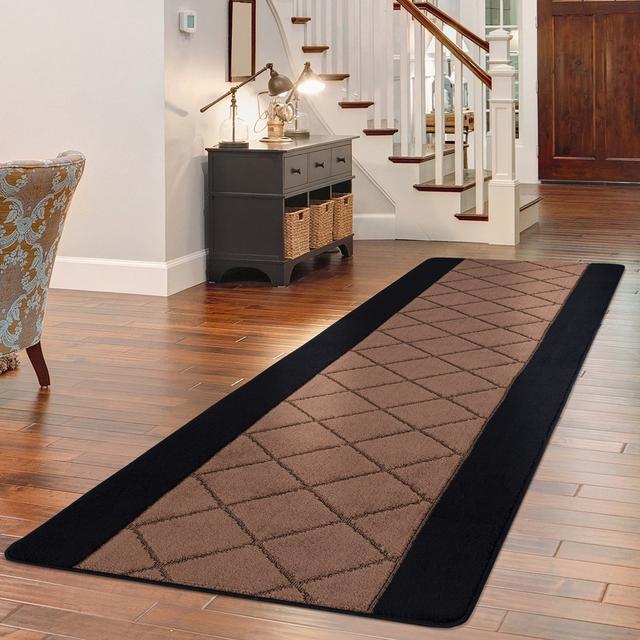 Damia Carmela Gel Kitchen Mat Latitude Run Colour: Black/Brown, Mat Size: 50cm W x 80cm L on Productcaster.