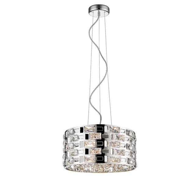 Clary 5 - Light Crystal Drum Pendant with Beaded Accents Rosdorf Park Finish: Chrome on Productcaster.