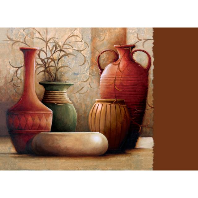 Pots with Leaves - Wrapped Canvas Painting Marlow Home Co. Size: 61cm H x 91cm W x 3.8cm D on Productcaster.