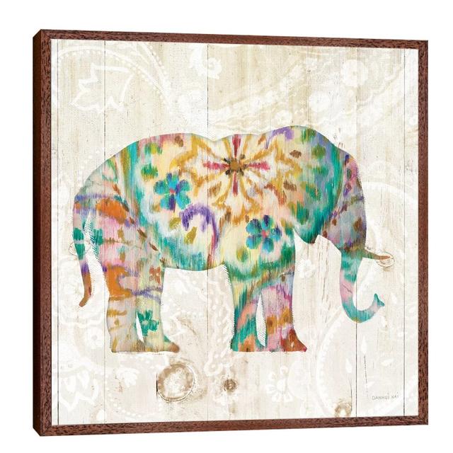 Leinwandbild Boho Paisley Elephant I von Danhui Nai East Urban Home Größe: 66,04 cm H x 66,04 cm B x 3,8 cm T, Format: Schattenfugenrahmen in Weiß on Productcaster.