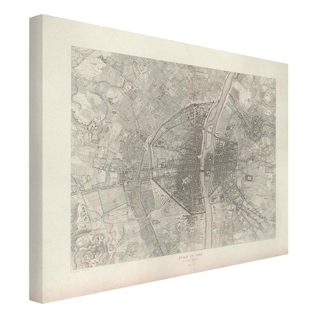 Vintage Paris Map by Andrea Haase - Wrapped Canvas Graphic Art Maturi Format: 260g/m² canvas, Size: 30cm H x 40cm W on Productcaster.