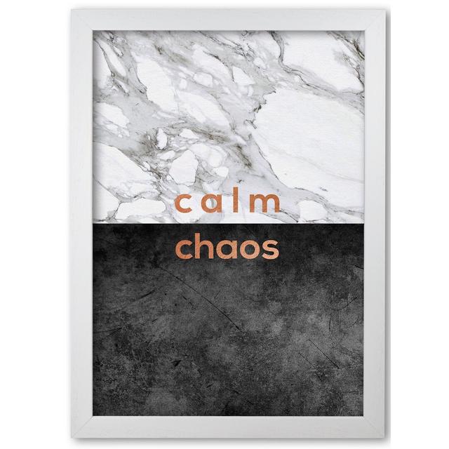 Calm Chaos Marble - Print East Urban Home Size: 42 cm H x 30 cm W x 5 cm D, Format: White Grain Frame on Productcaster.