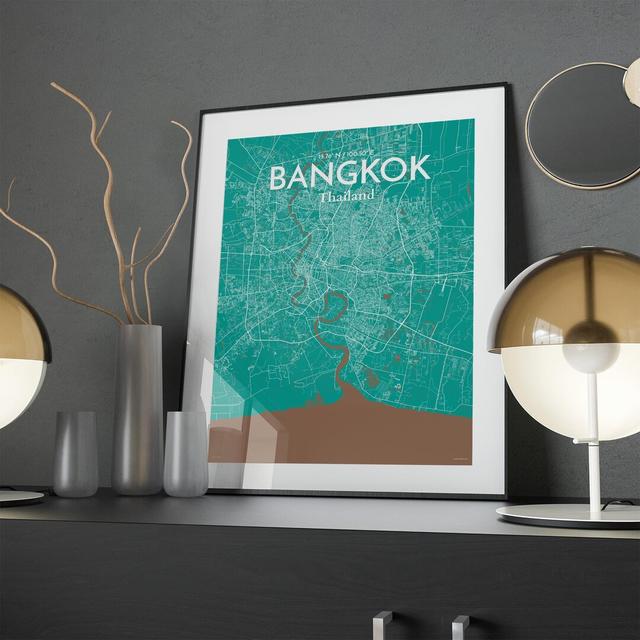 Bangkok City Map in Nature - Graphic Art Print on Paper Borough Wharf Size: 24cm H x 18cm W x 0.05cm D on Productcaster.