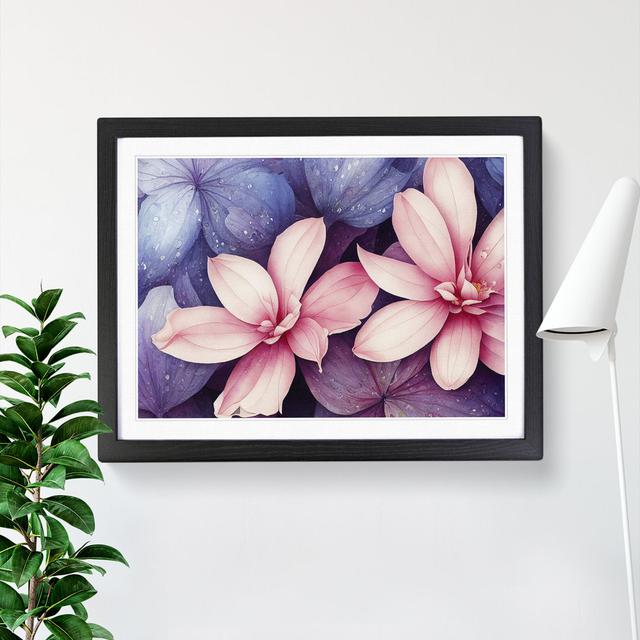 Flashy Watercolour Flowers - Single Picture Frame Painting Marlow Home Co. Size: 46cm H x 64cm W x 2cm D, Frame Colour: Black Framed on Productcaster.