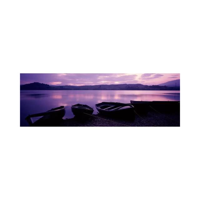 Sunset Fishing Boats Loch Awe Scotland - Wrapped Canvas Panoramic Print Union Rustic Size: 30.48cm H x 91.44cm W x 1.905cm D on Productcaster.