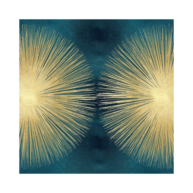 Silver Sunburst on Gray II by Abby Young - Wrapped Canvas Graphic Art Ivy Bronx Colour: Teal, Size: 94cm H x 94cm W x 1.91cm D on Productcaster.