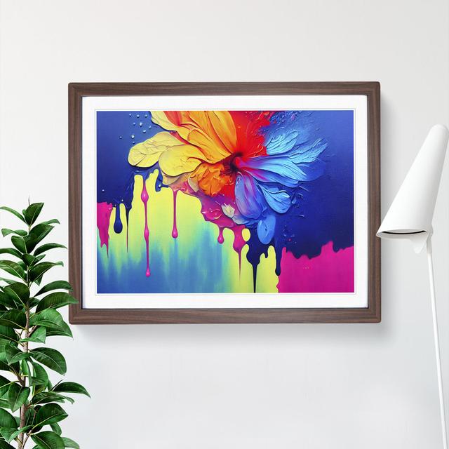 Luminous Modern Flower Abstract - Single Picture Frame Print Metro Lane Frame Colour: Walnut, Size: 46cm H x 64cm W x 2cm D on Productcaster.